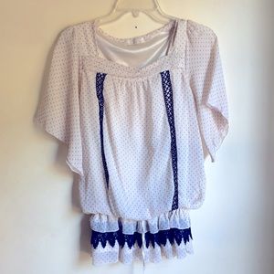 Black and White/Cream Polka Dot Top